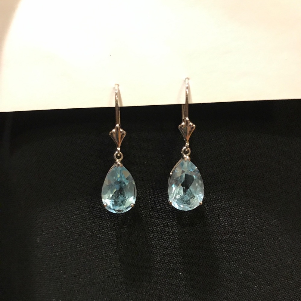 Aquamarine and 14k white gold earrings